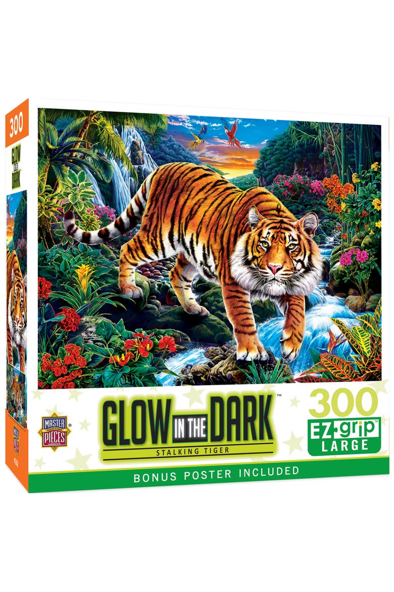Stalking Tiger 300 Piece Glow Puzzle, Main, color, Multicolor
