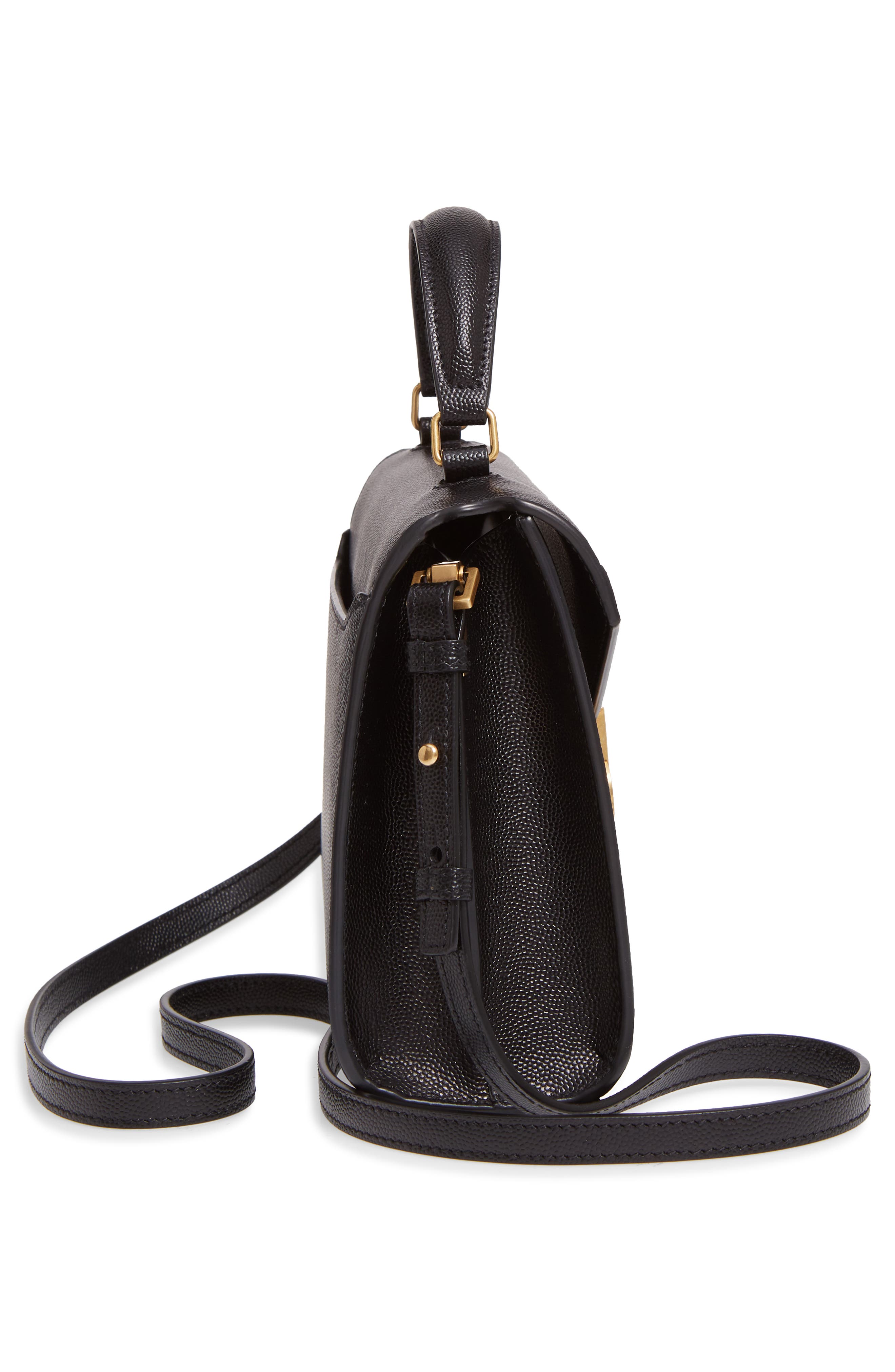 Saint Laurent Mini Cassandra Leather Top Handle Bag, Alternate, color, 