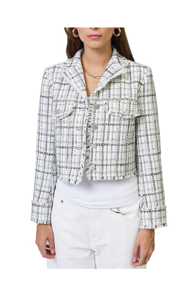Central Park West Logan Studded Tweed Jacket, Main, color, Ivory