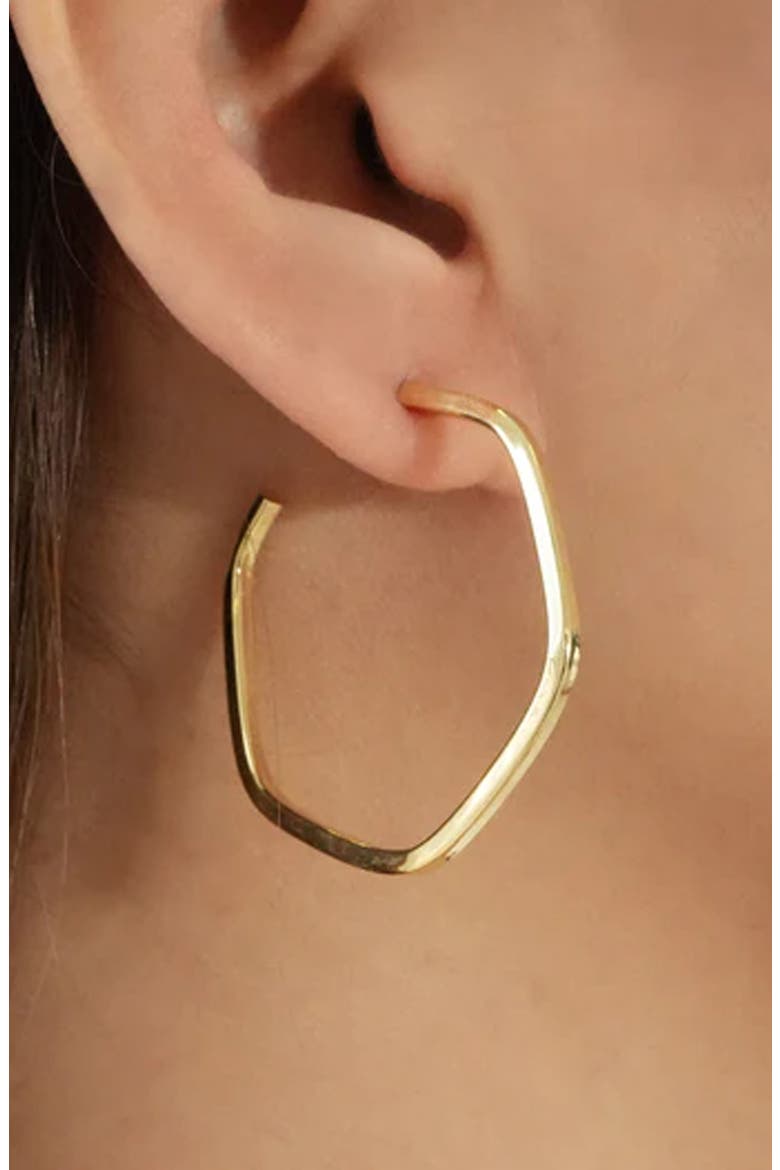 Hexagon Hoop Earrings, Alternate, color, GOLD