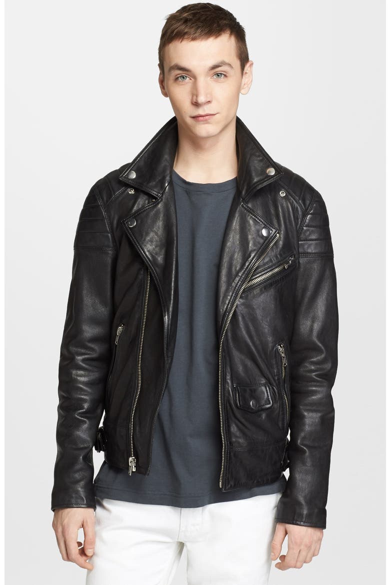 'Leather Jacket 31' Leather Moto Jacket, Main, color, BLACK