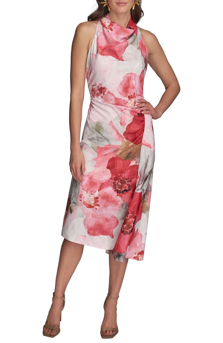 Donna Karan New York Floral Ruffle Dress, Main, color, Spring Mel