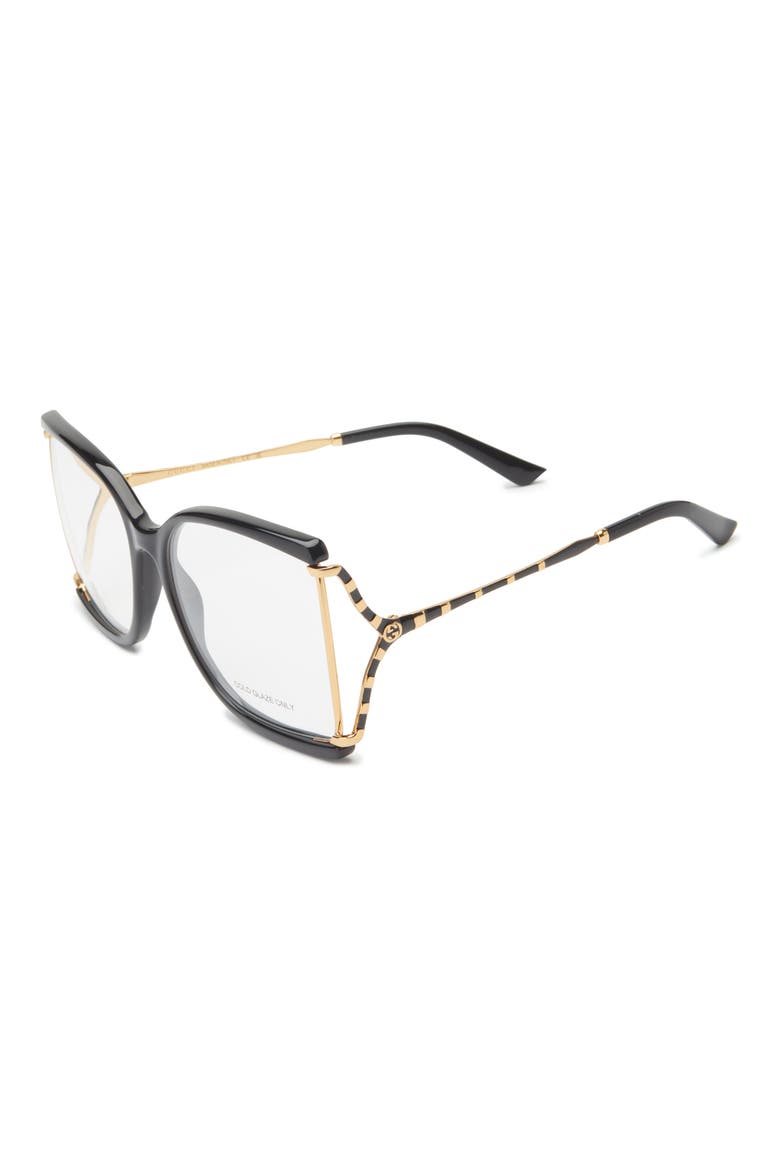 60mm Butterfly Optical Glasses, Alternate, color, BLACK GOLD TRANSPARENT