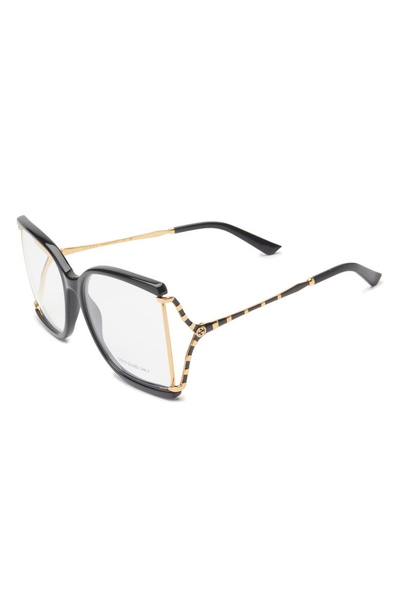Gucci Square Sunglasses, Alternate, color, Black Gold Transparent