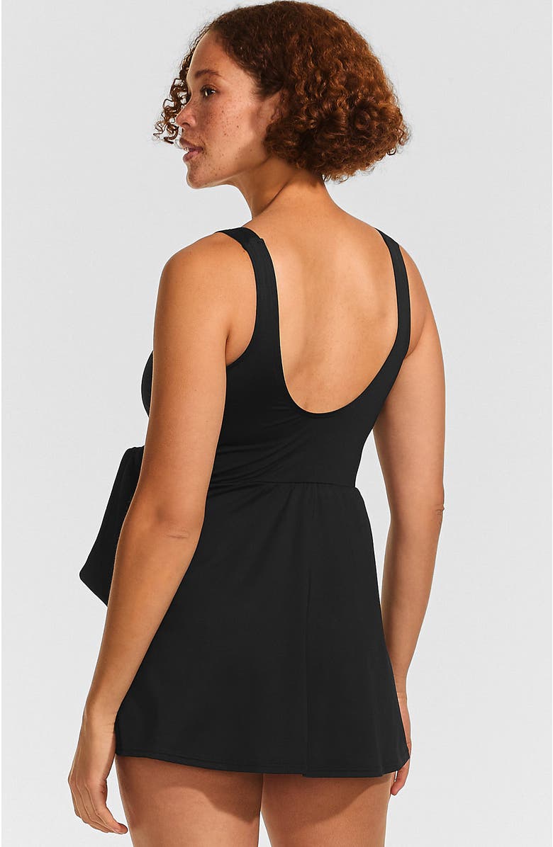 Lands' End D-Cup Side Tie Mini Swim Dress Swimsuit, Alternate, color, Black