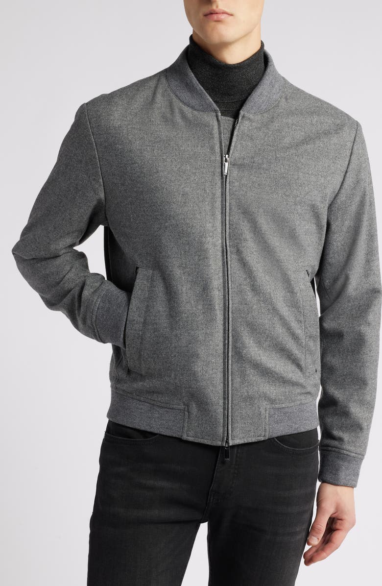 BOSS Hanry Bomber Jacket, Alternate, color, Silver