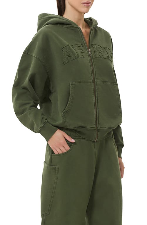 Afrm Cameron Cotton Zip Hoodie In Green