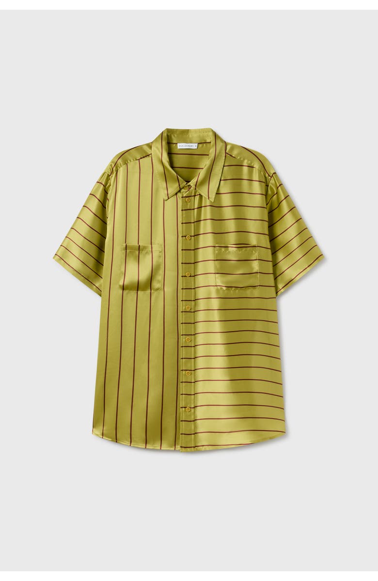 SILK LAUNDRY SHORT SLEEVE BOYFRIEND SHIRT 2.0 CACTUS STRIPE, Alternate, color, 