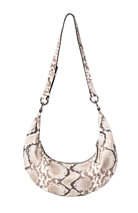 Small Leather Convertible Hobo Crescent Ring Bag