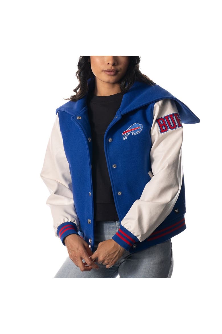 Women's The Wild Collective Royal Buffalo Bills Sailor Full-Snap Hooded Varsity Jacket, Main, color, Royal