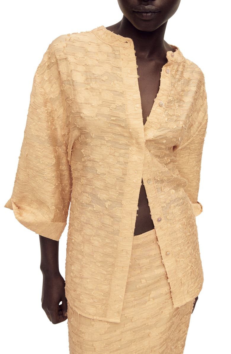 MANGO Textured Oversize Button-Up Shirt, Main, color, 