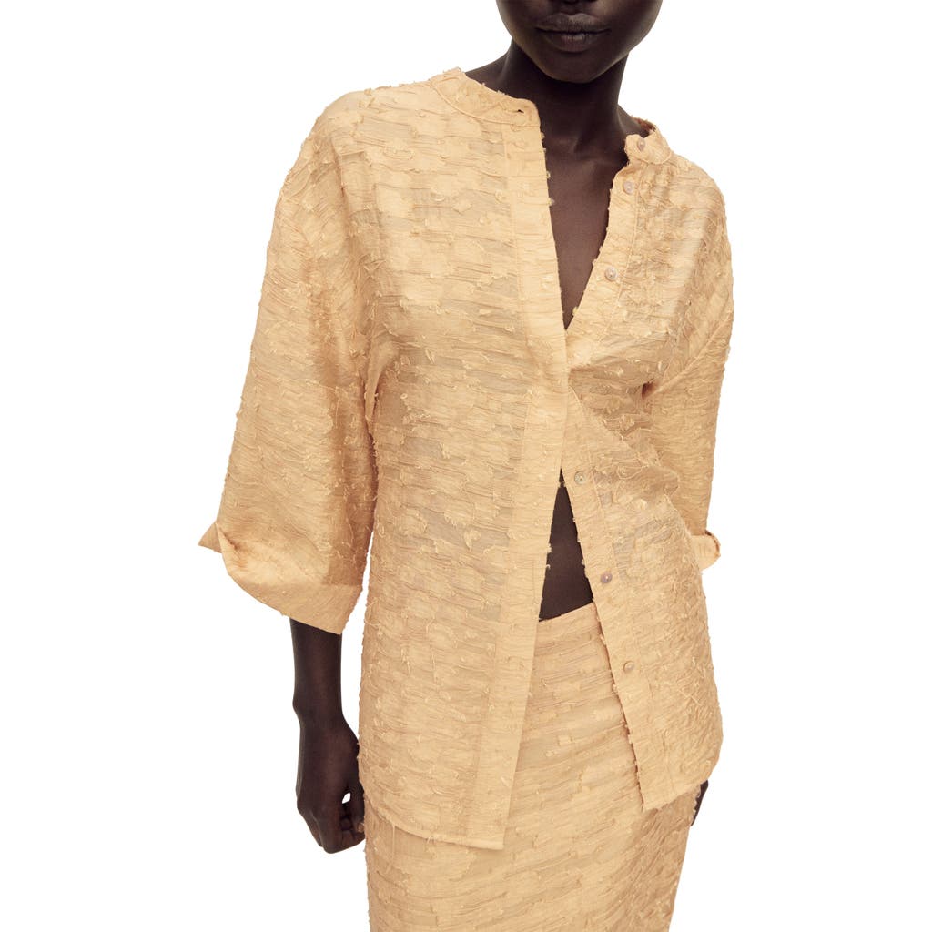 MANGO MANGO TEXTURED OVERSIZE BUTTON-UP SHIRT