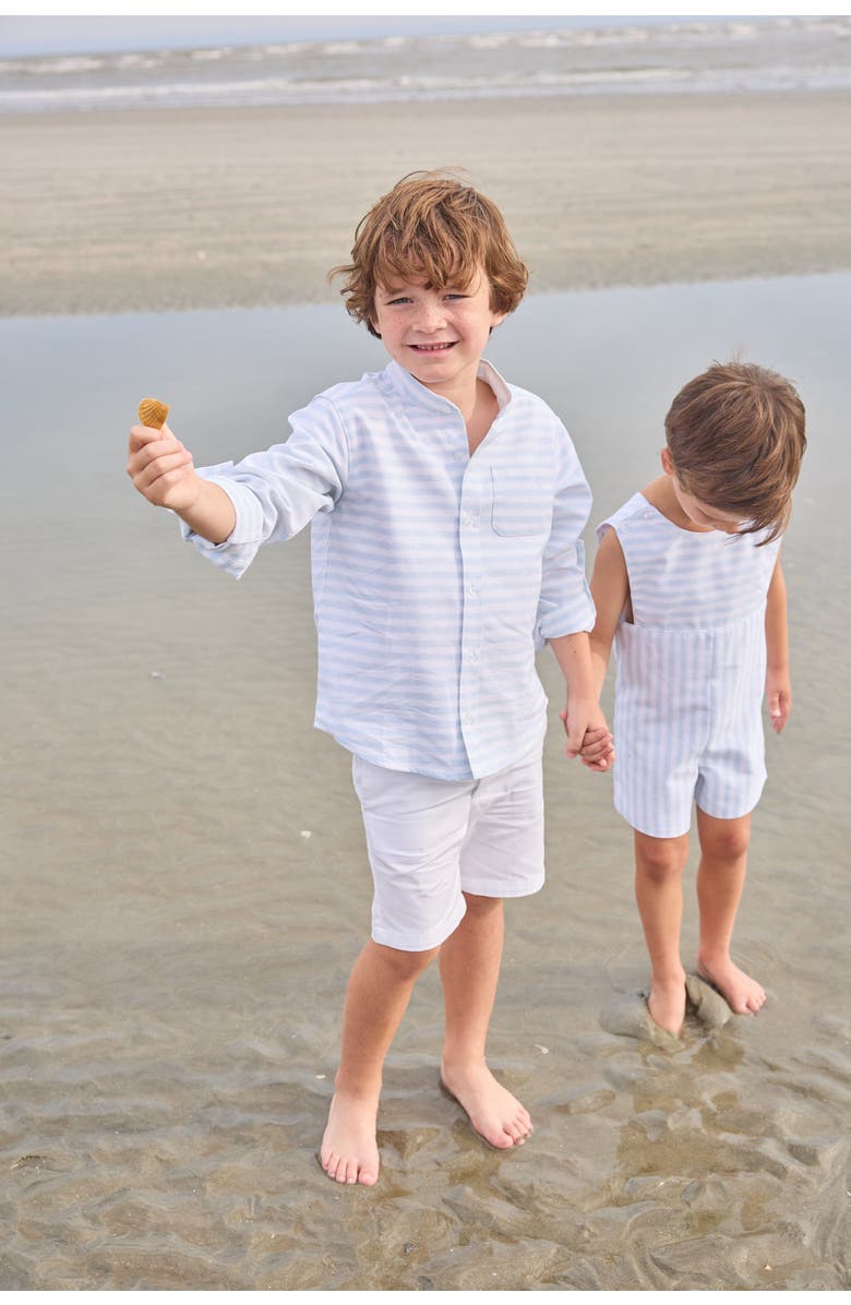 Little English Kids' Mandarin Collar Roll Sleeve Shirt, Alternate, color, Savannah Stripe