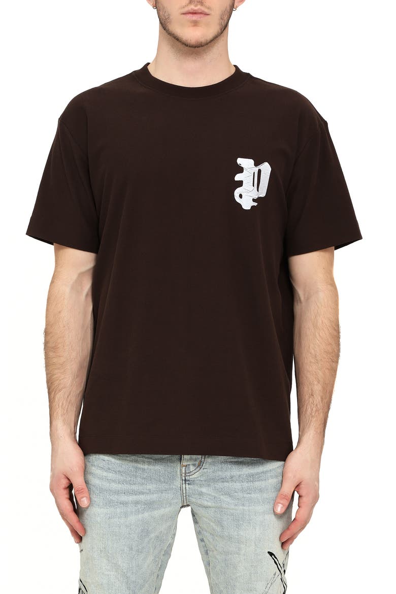 Textured Logo Graphic T-Shirt, Main, color, BROWN