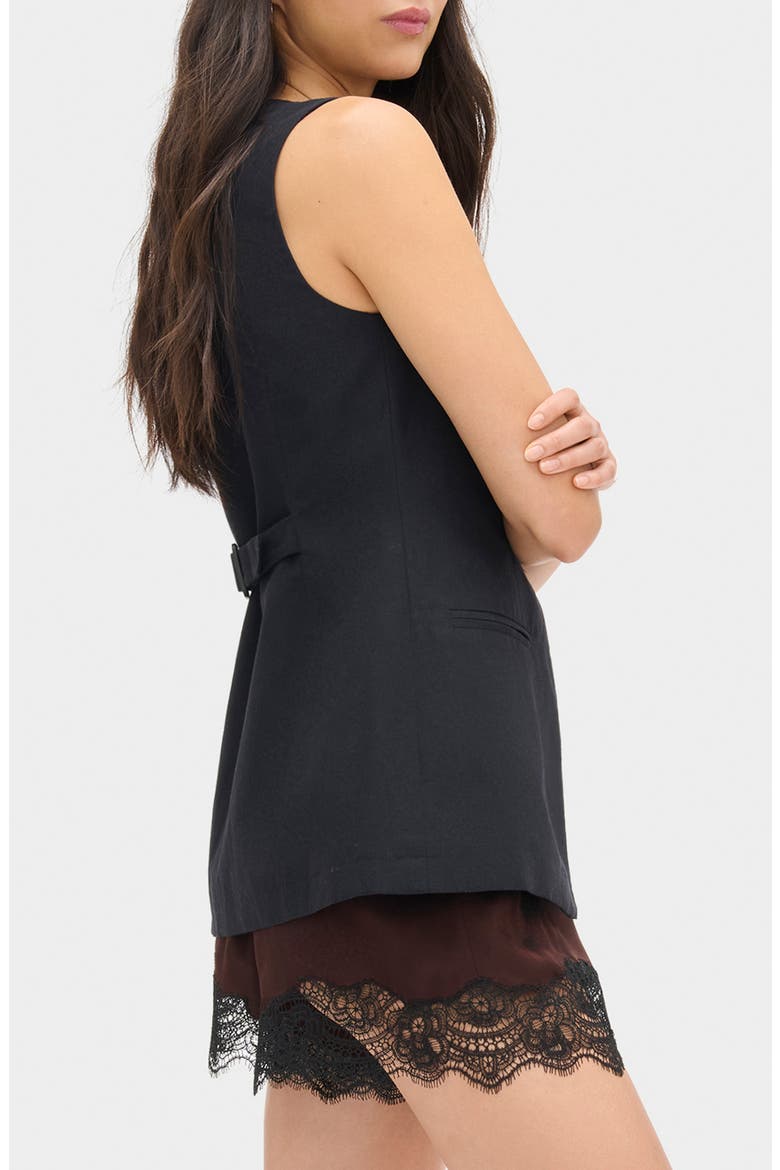 Leo Collarless Vest, Alternate, color, BLACK