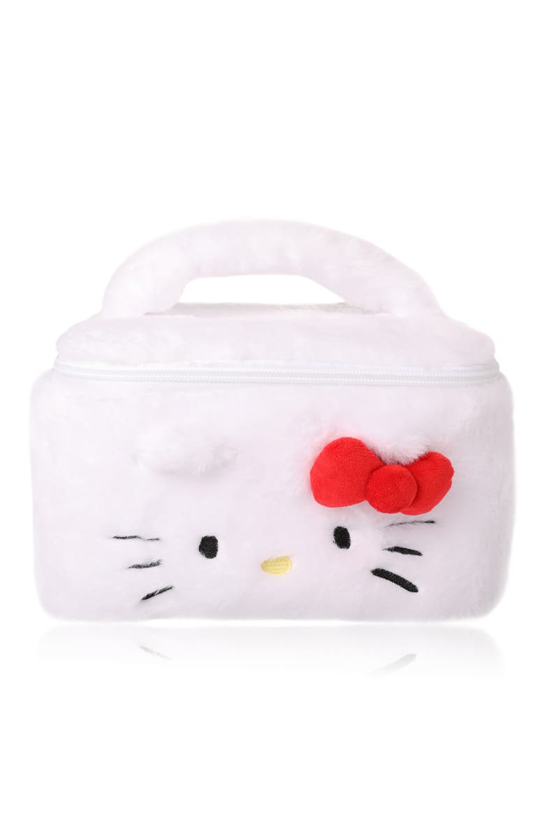 Fluffy Travel Cosmetic Bag, Alternate, color, White