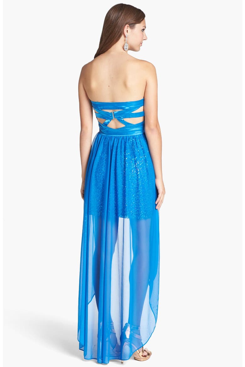 Chiffon Overlay Sequin Dress, Alternate, color, AZURE