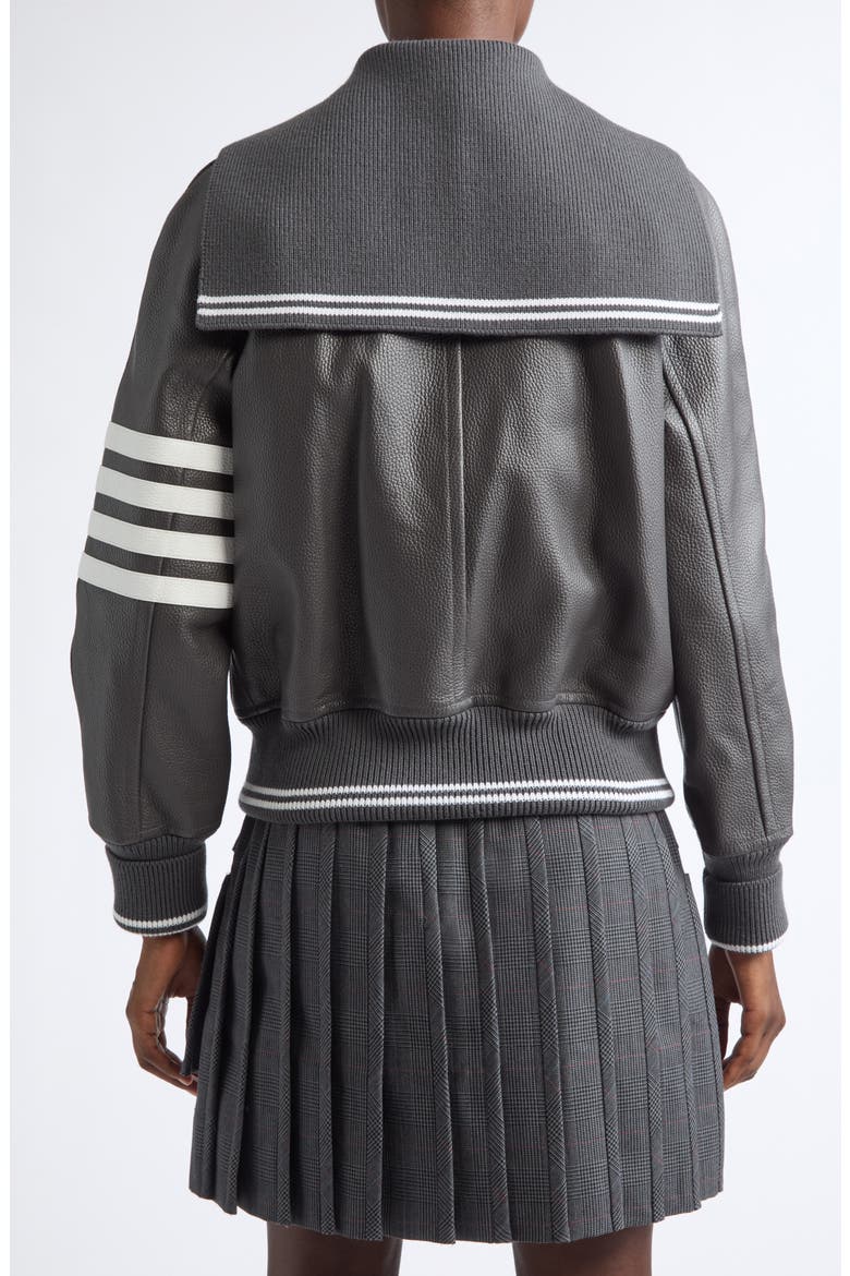 Oversized Raglan Sleeve Leather Blouson Jacket, Alternate, color, DARK GREY
