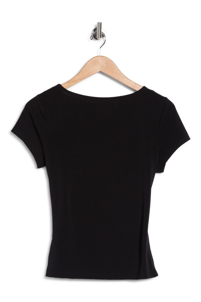 Short Sleeve Wrap Top, Alternate, color, BLACK
