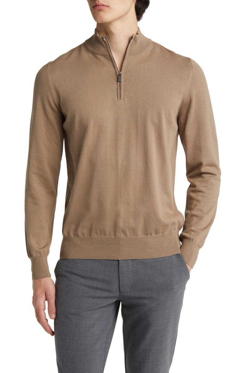 Canali Quarter Zip Mock Neck Sweater, Main, color, 