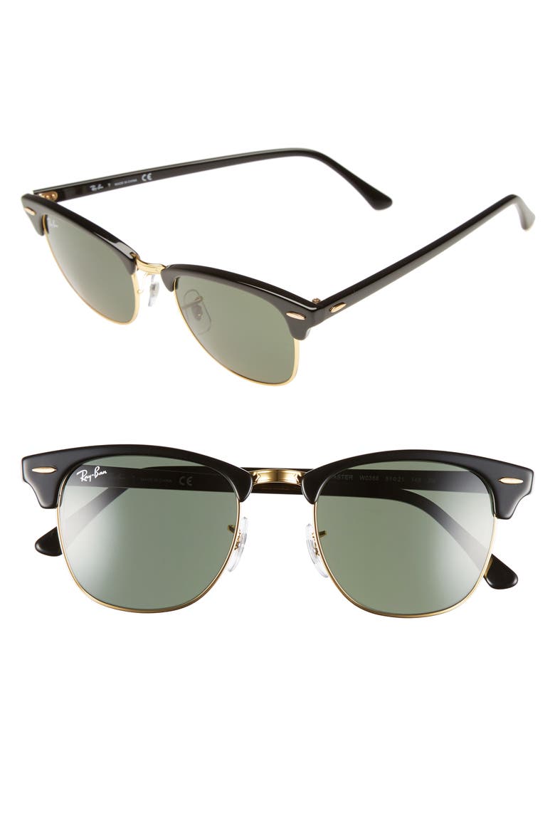 Classic Clubmaster 51mm Sunglasses, Main, color, BLACK/ GREEN