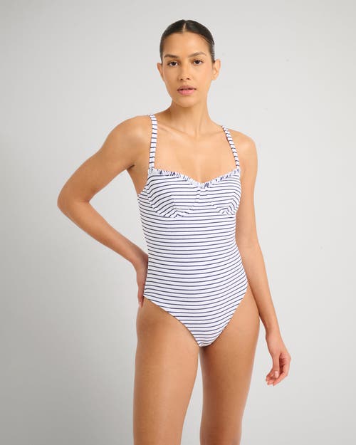 Onia Towel Terry Sailor Stripe Marilyn One Piece In Blue