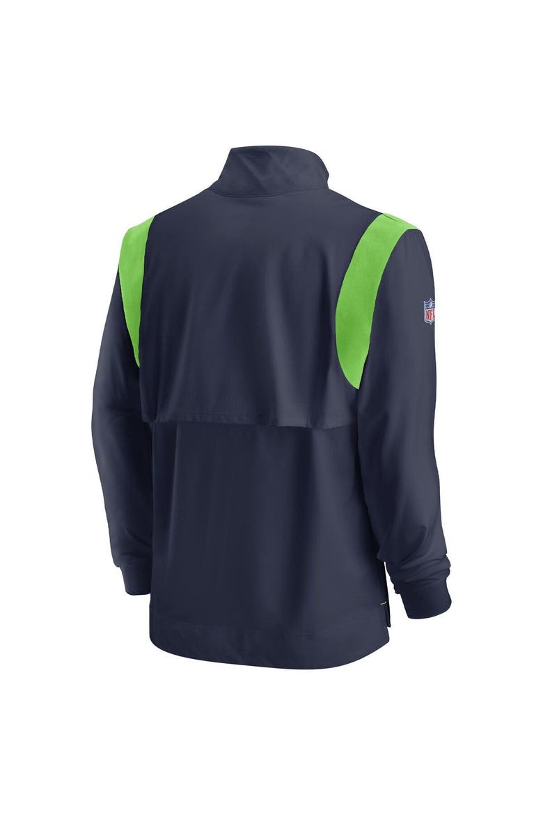 Men's Nike College Navy Seattle Seahawks Sideline Coach Chevron Lockup Quarter-Zip Long Sleeve Top, Alternate, color, Navy
