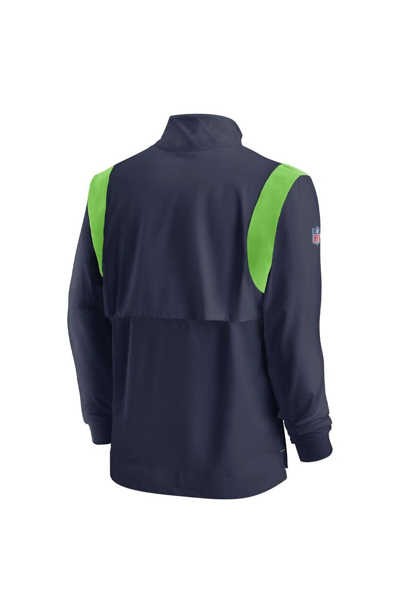 Nike Men's Nike College Navy Seattle Seahawks Sideline Coach Chevron Lockup Quarter-Zip Long Sleeve Top, Alternate, color, Navy