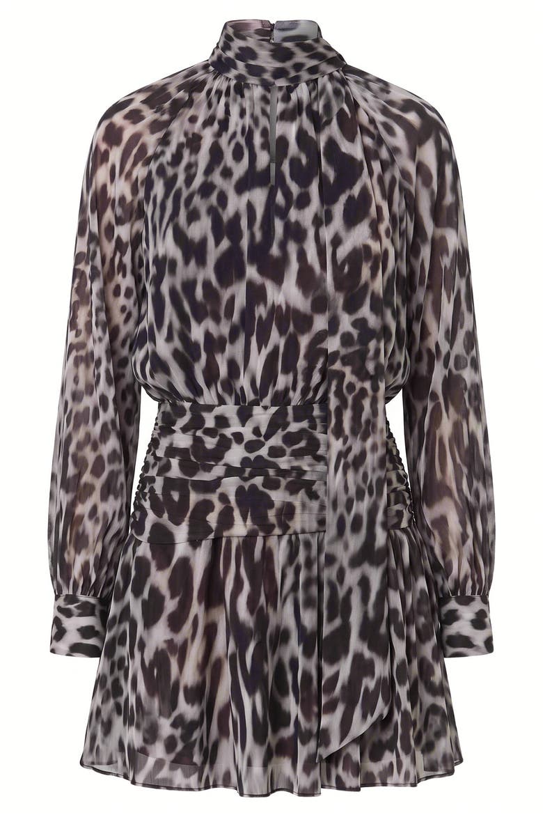 Courtney Front Neck Tie Printed Mini Dress, Alternate, color, BORDEAUX LEOPARD
