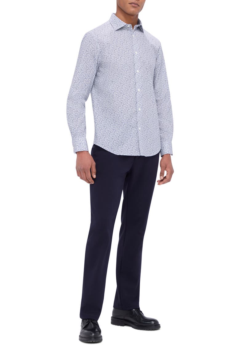 Axel Shaped Fit Abstract Print Stretch Button-Up Shirt, Alternate, color, LILAC