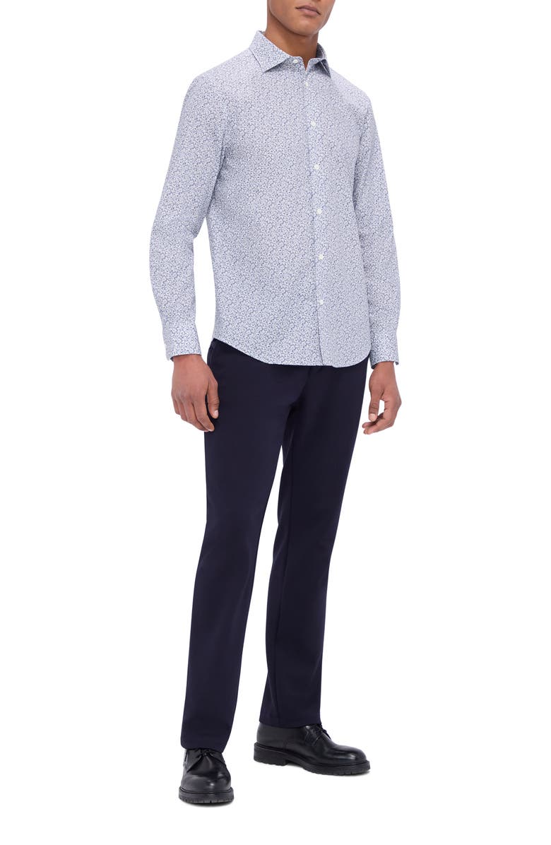 Bugatchi Axel Shaped Fit Abstract Print Stretch Button-Up Shirt, Alternate, color, Lilac