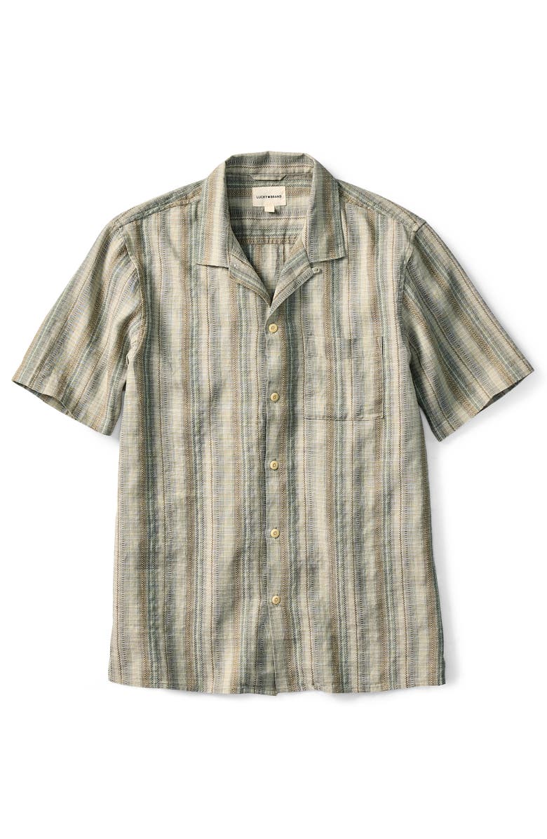 Lucky Brand Jeans Big & Tall  Linen-Blend Camp Shirt, Main, color, Olive Multi