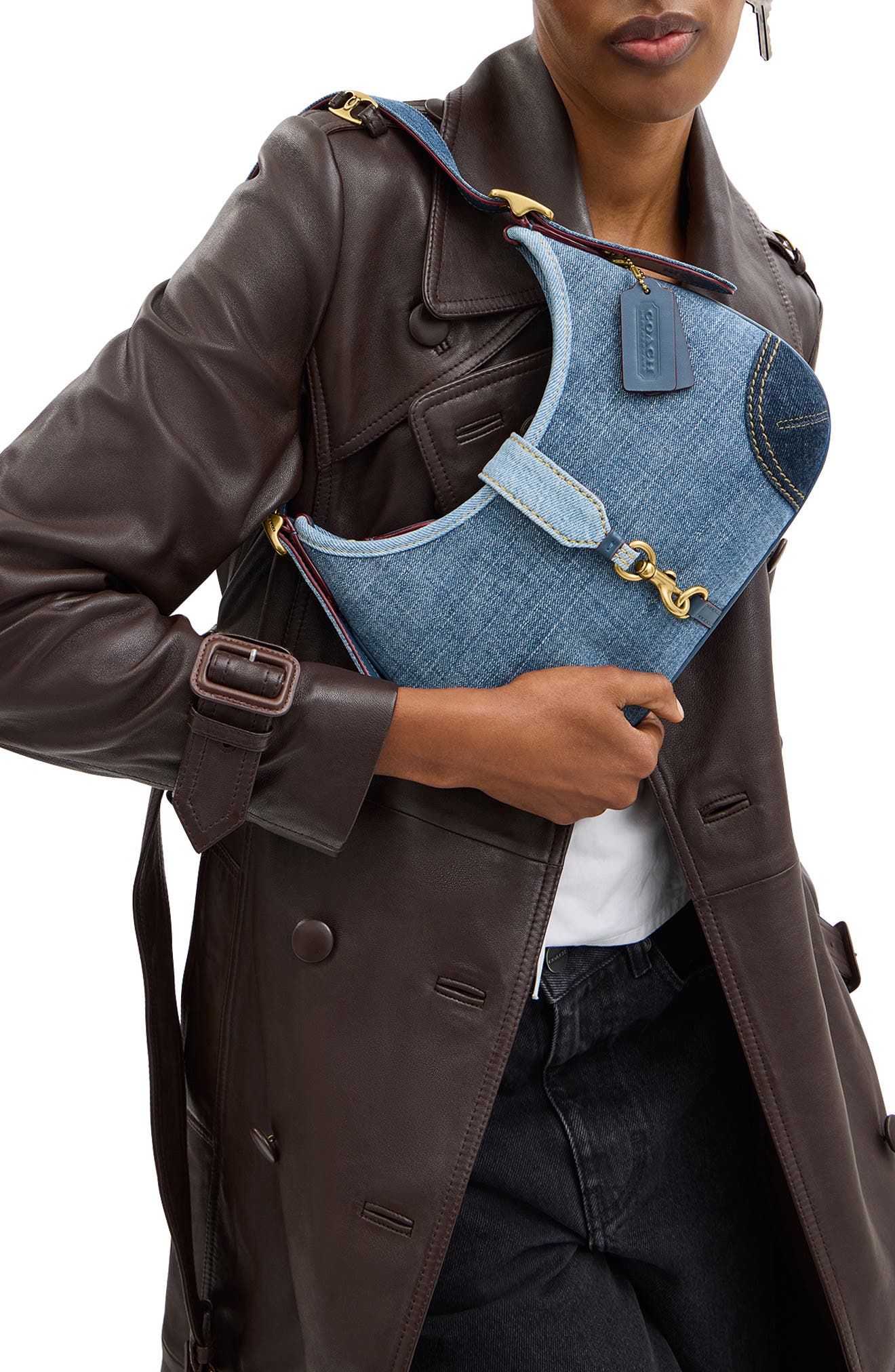 COACH The Originals Denim Shoulder Bag, Alternate, color, 