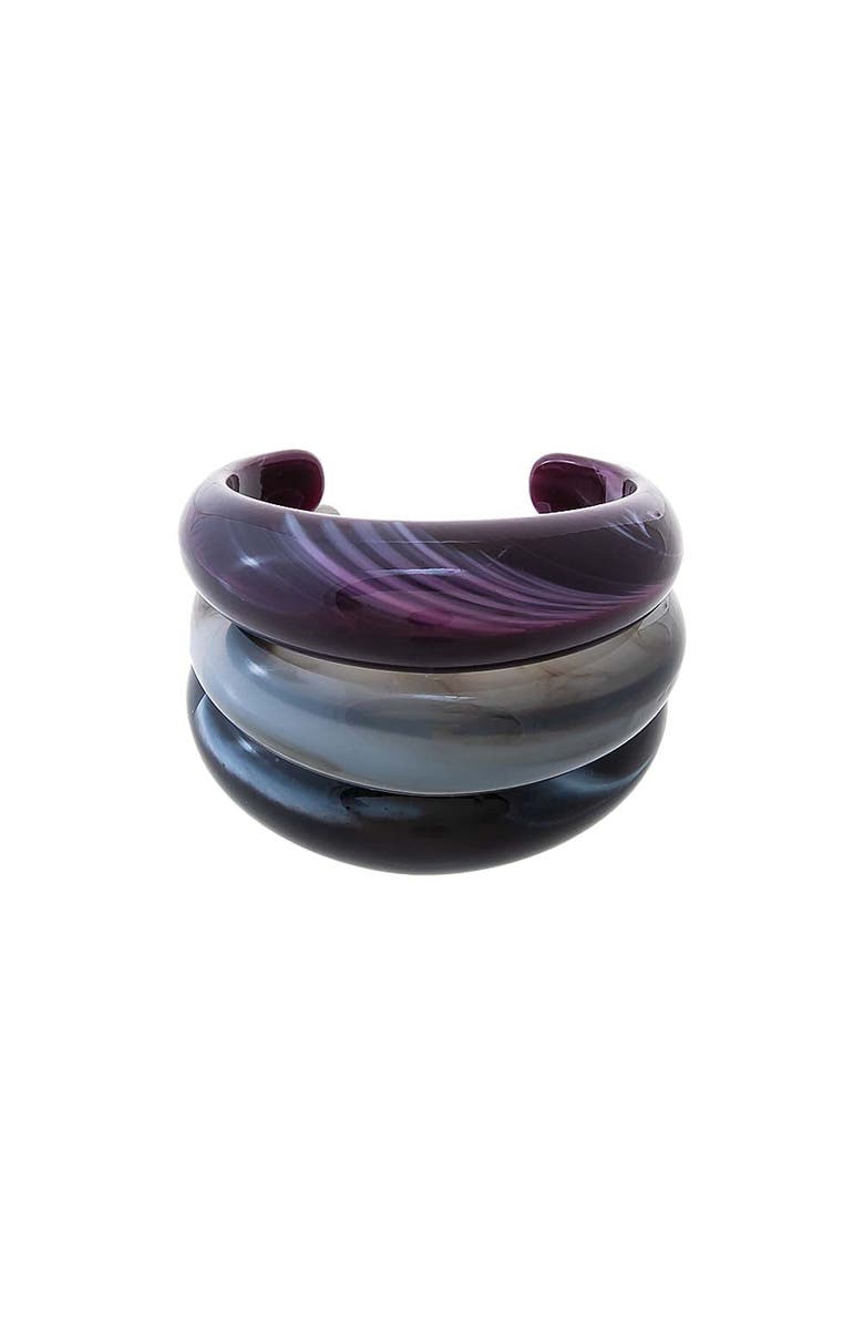 BY ADINA EDEN Smoky Amethyst Resin Bangle Stack, Alternate, color, Multi-Color