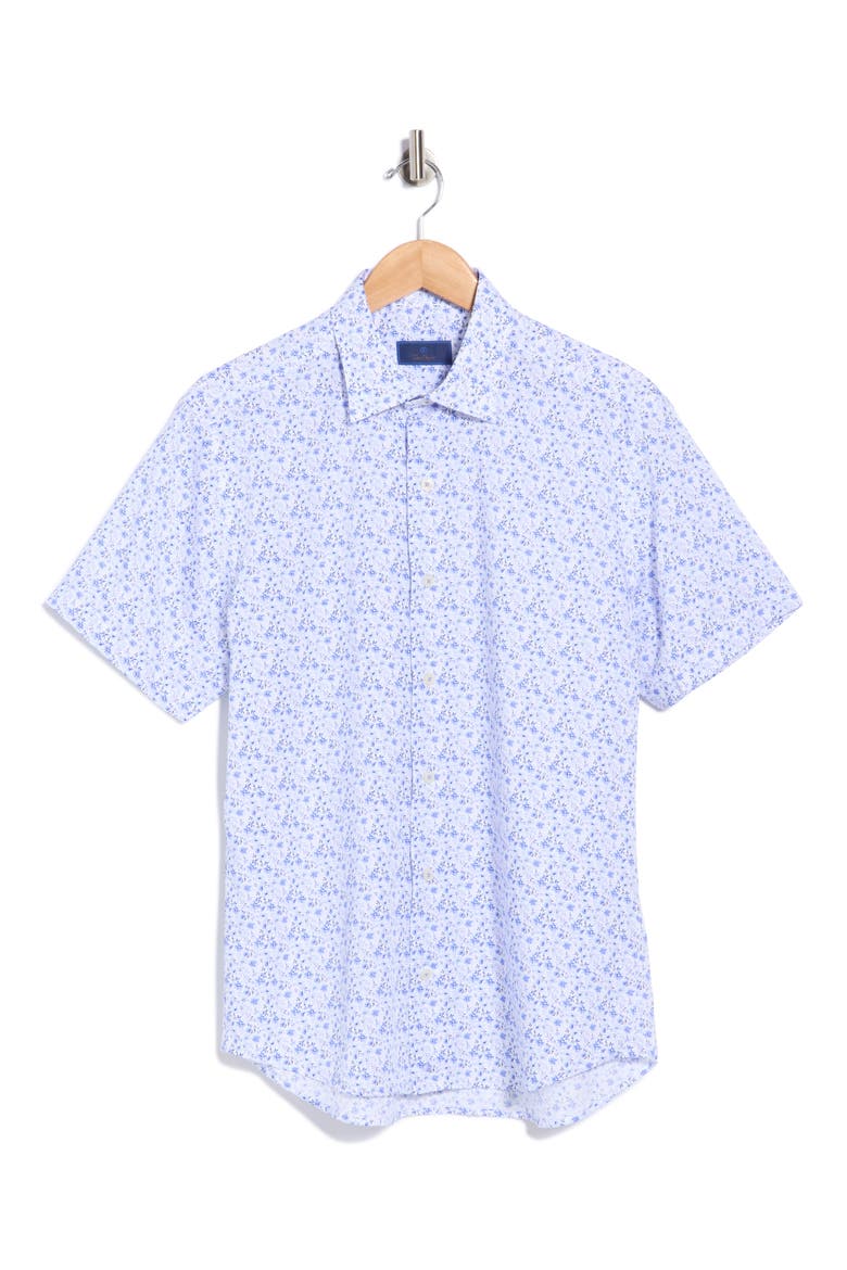 Print Button-Up Shirt, Main, color, WHITE/ LILAC