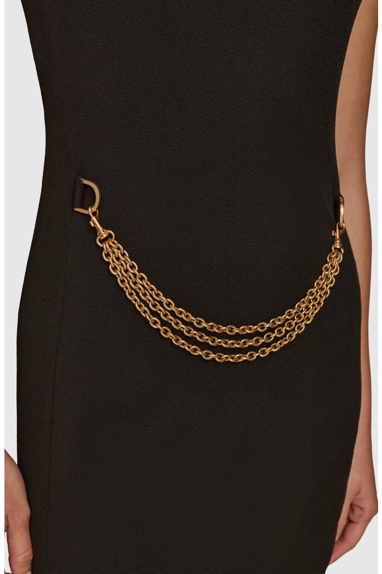 Chain Detail Sleeveless Sheath Dress, Alternate, color, BLACK