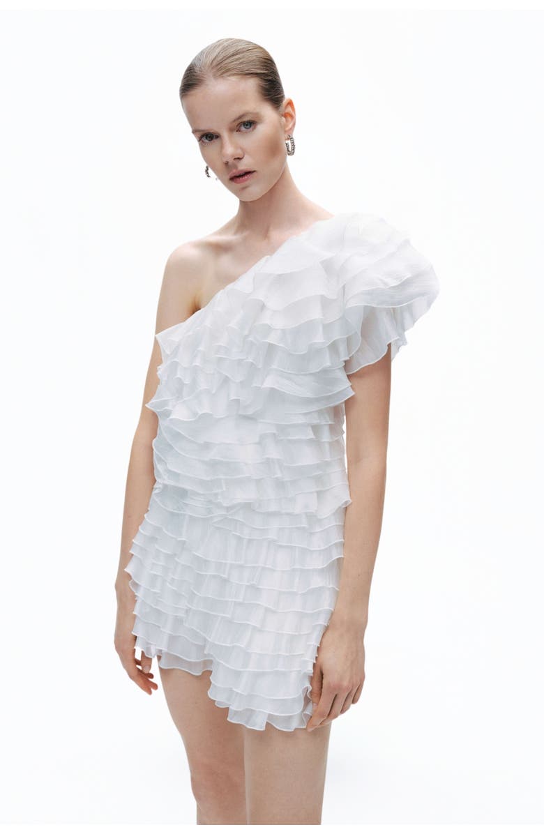 Nocturne Mini Dress with Layered Ruffle Details, Alternate, color, 