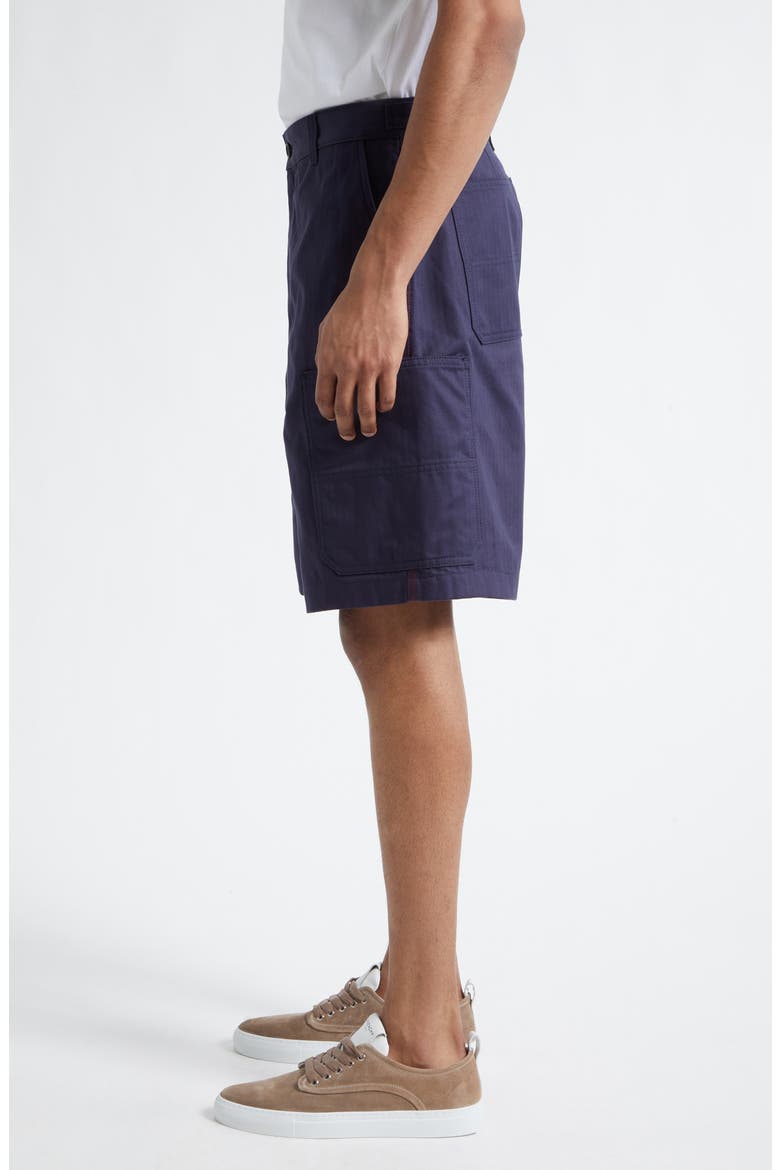 Herringbone Denim Cargo Bermuda Shorts, Alternate, color, NAVY
