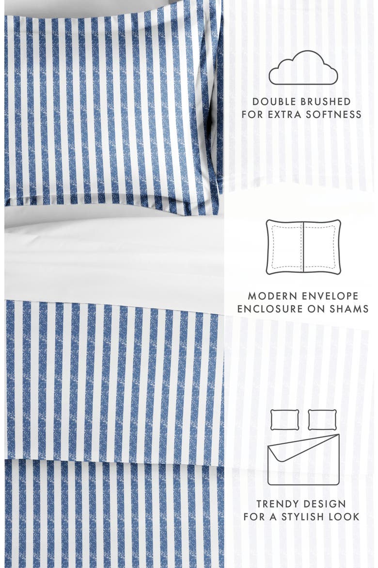 Premium Ultra Soft 3-Piece Puffed Rugged Stripes Duvet Cover Set, Alternate, color, NAVY