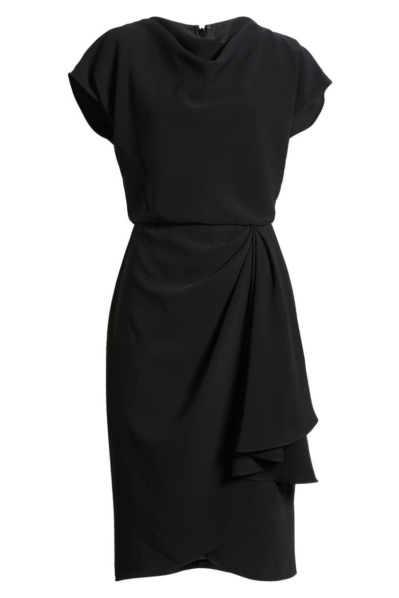 Cowl Neck Tulip Cocktail Dress, Alternate, color, BLACK