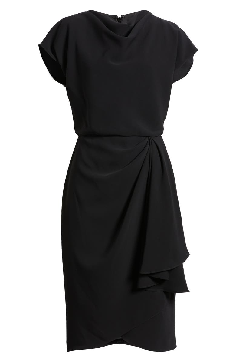 Amsale Cowl Neck Tulip Cocktail Dress, Alternate, color, Black