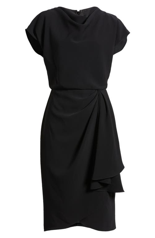 Amsale Cowl Neck Tulip Cocktail Dress In Black