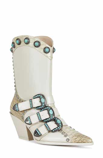 AZALEA WANG Balmoral Croc Embossed Western Boot
