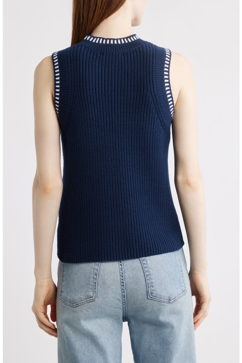 Zoey Cable Stitch Sweater Vest, Alternate, color, DARK BLUE MULTI
