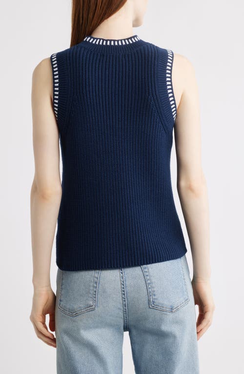 525 Zoey Cable Stitch Sweater Vest In Dark Blue Multi