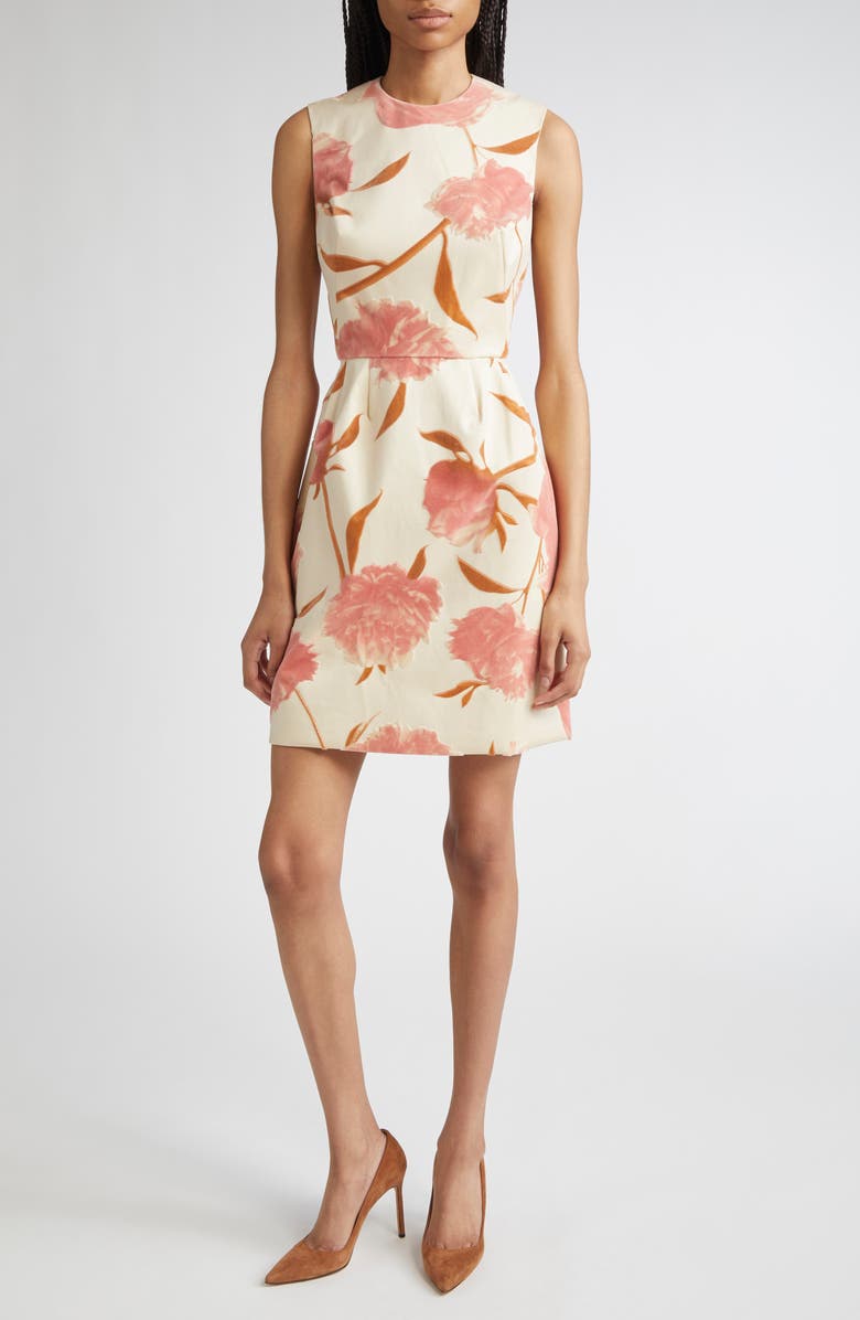 Lela Rose Floral Print Sleeveless Sheath Dress, Main, color, Pink Multi