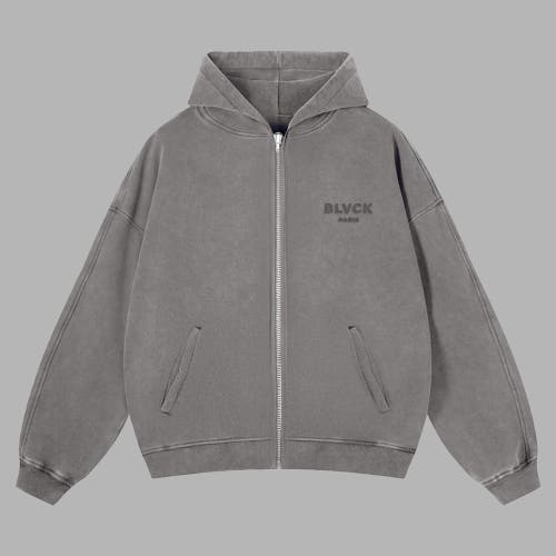 Blvck Acid Wash Zip Sweater in Grey  product