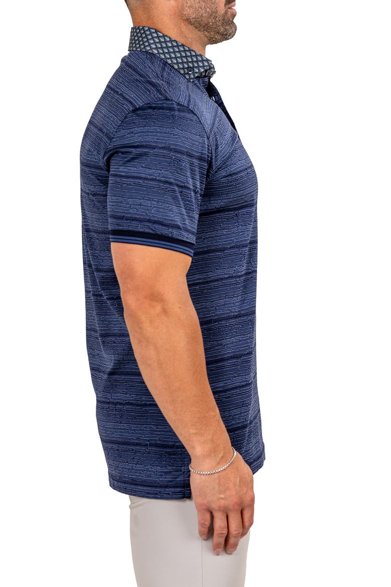 Marthyr Stripe Contrast Collar Cotton Polo, Alternate, color, BLUE