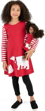 Leveret Girls Cotton Dress with Matching Doll Dress, Printed Design
