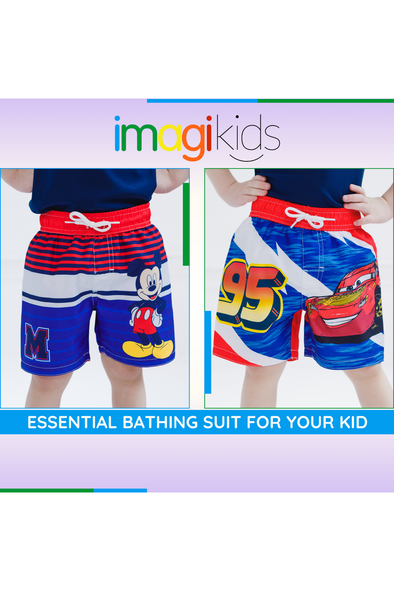 Mickey Mouse Swimwear Swim Trunks, Alternate, color, Mickey Navy Stripe